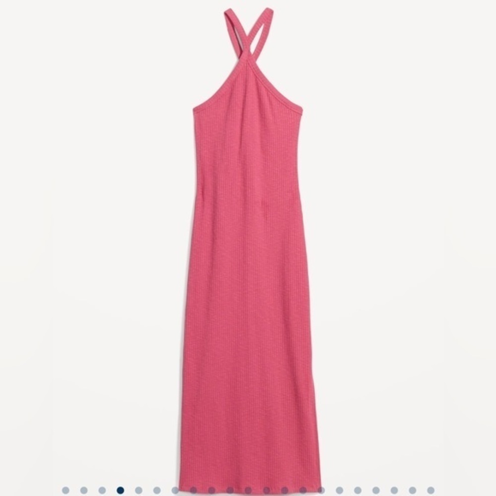 Fitted Rib-Knit Halter Midi Dress